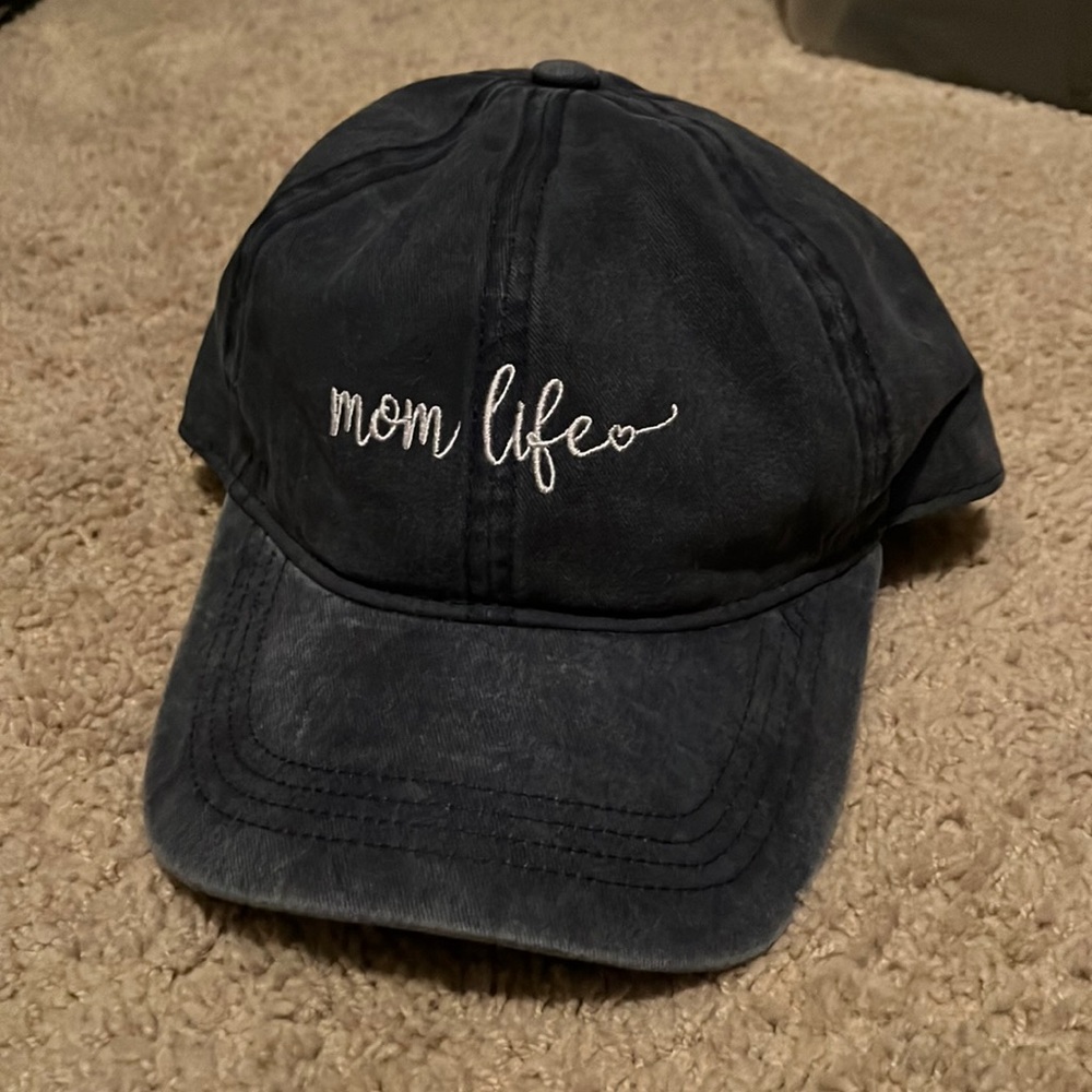 Blue mom life hat. Adjustable to fit different sizes